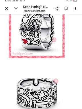 Pandora Keith Herring Love Ring 925 Bagged Boxed Bag Pandora Beautiful